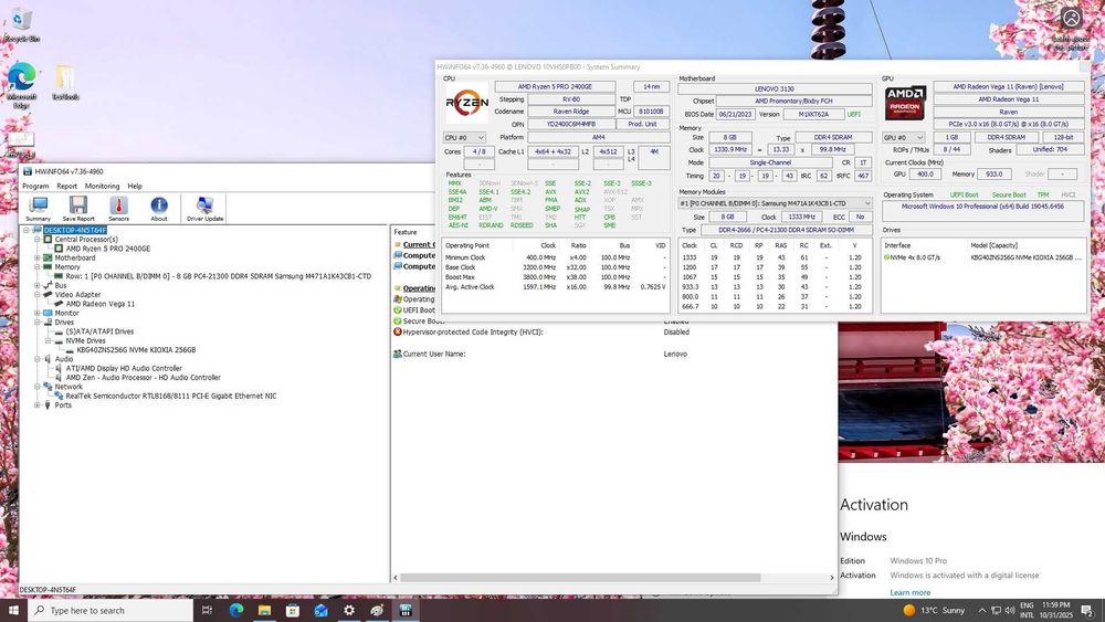 Lenovo ThinkCentre M715q Tiny Desktop AMD Ryzen 5 PRO 2400GE/256GB/8GB