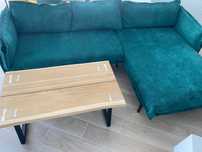 Canapea colțar verde – aproape nouă, modernă și confortabila