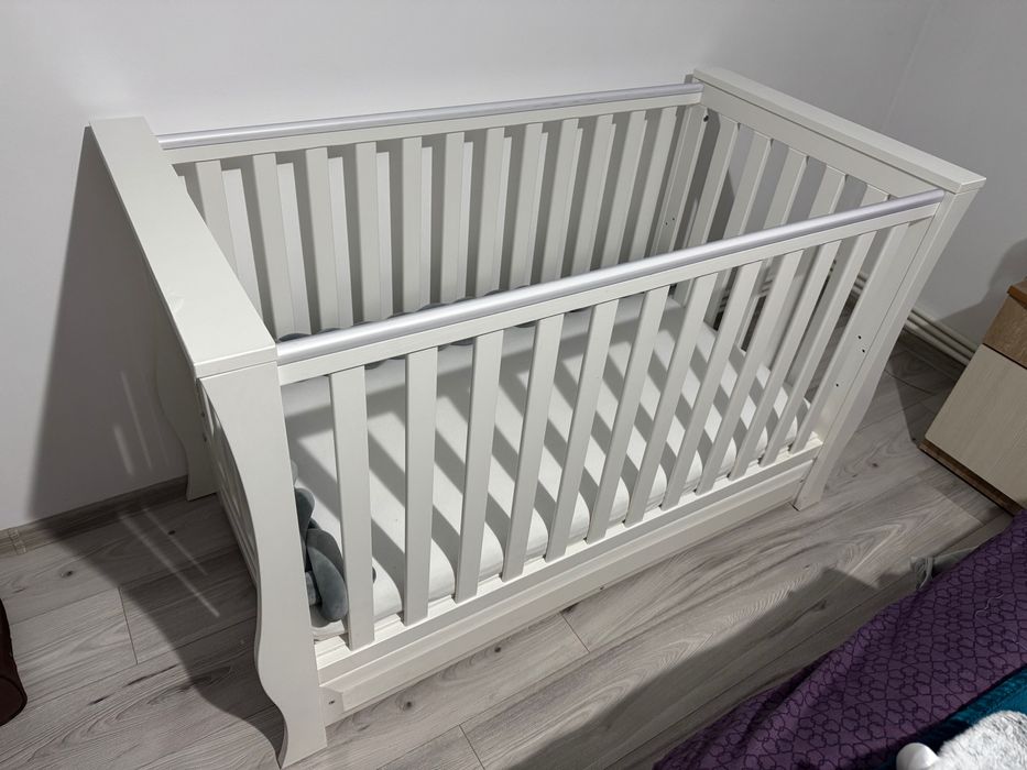 Patut bebe din lemn multifunctional + Saltea Cocos