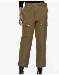 Pantaloni cargo, military kaki verde olive  Zara