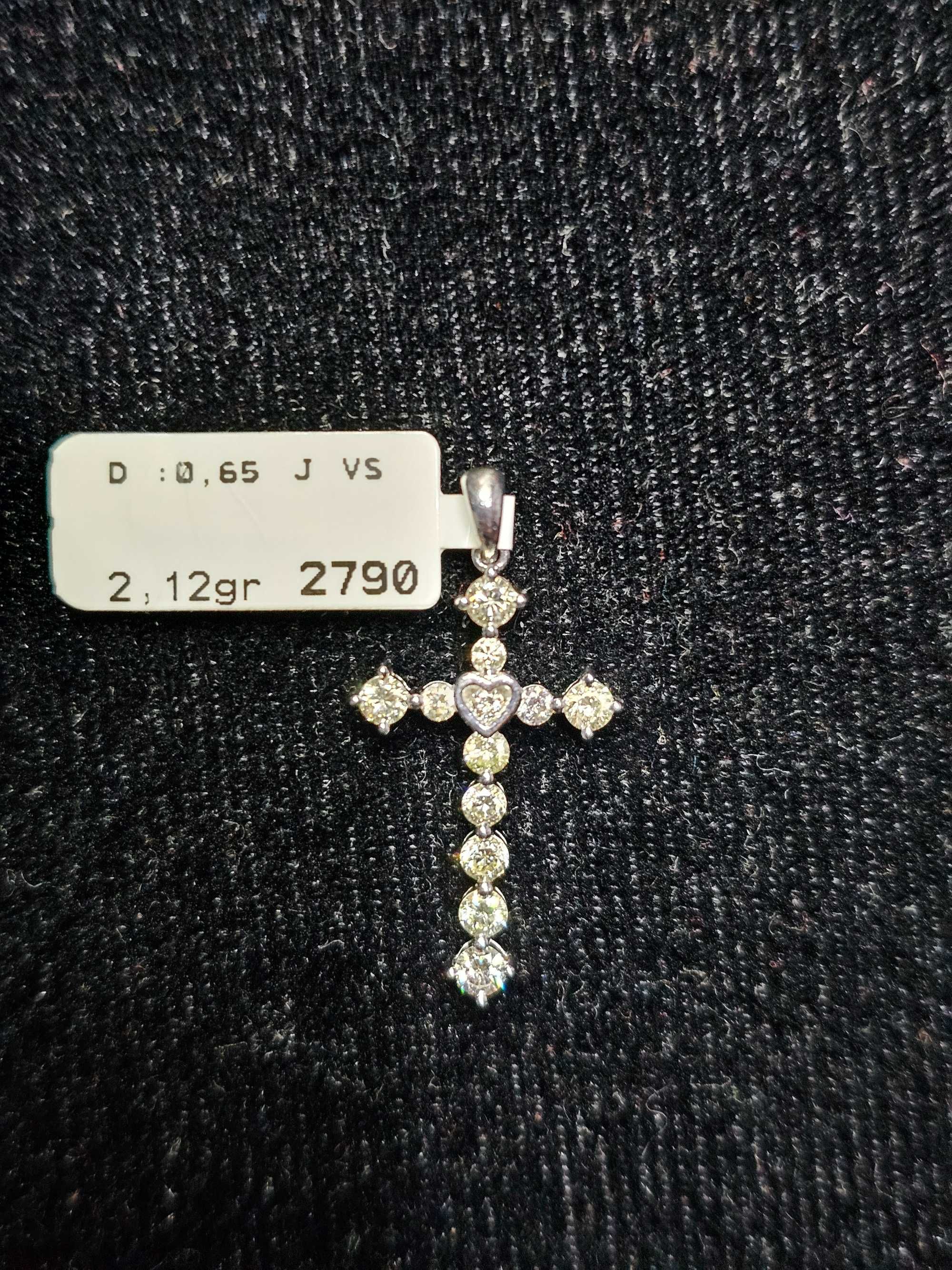 Cruce din aur alb 18 k cu diamante 0,65 ct