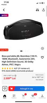 Vand boxa JBL noua deschis doar pentru poze