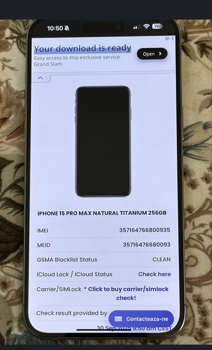 Iphone 15 Pro Max 256 gb baterie 100%