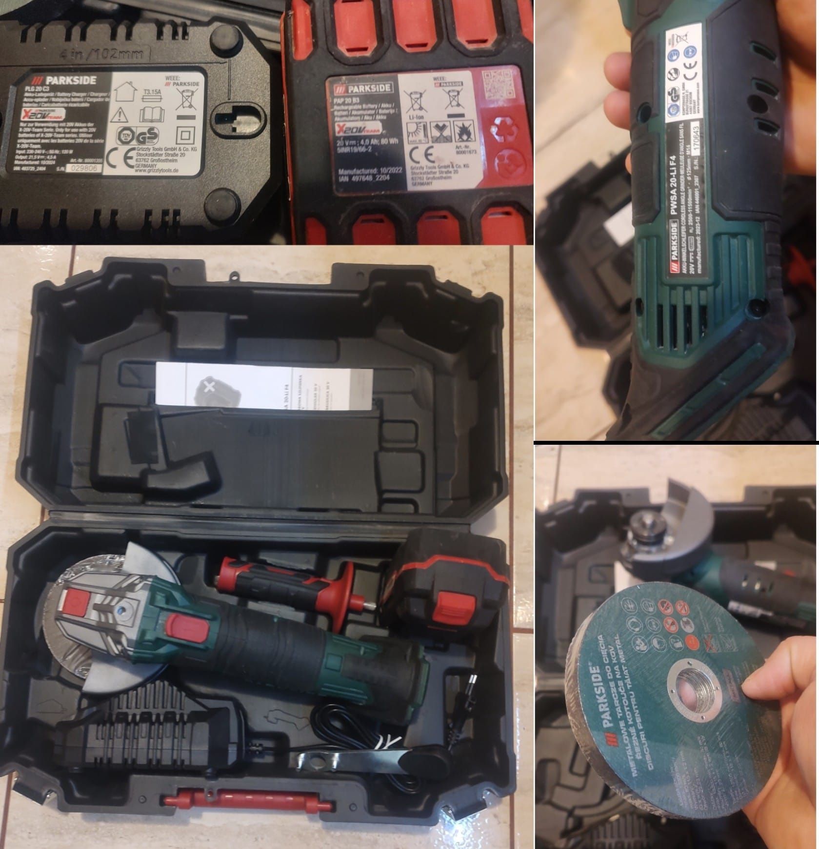 Scule unelte accu Parkside gravat lanterna bormasina X12V 20V 4Ah