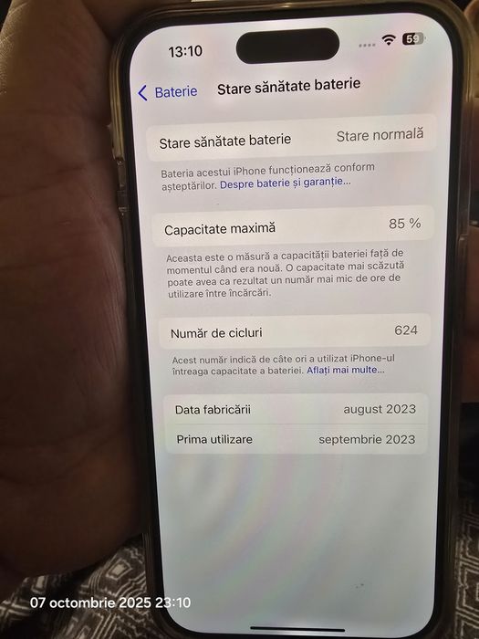 Telefon Mobil Apple iPhone 15 Pro, 256Gb, baterie 85%, liber de retea