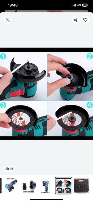 Mini Polizor Flex Electric cu 2 Baterii 12 v disc 76MM Nou 5 discuri