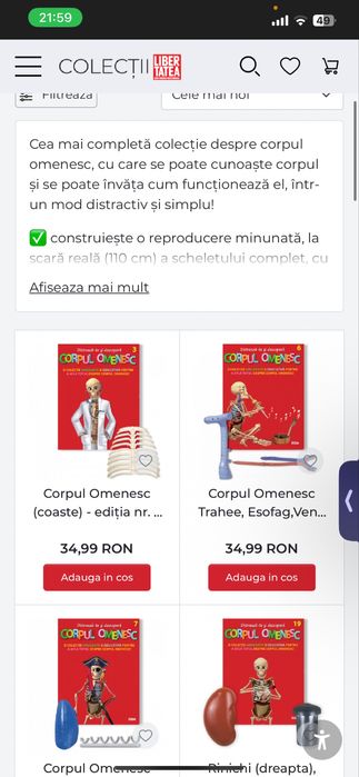 Corpul omenesc set (schelete impreuna cu organe) colectia Libertatea