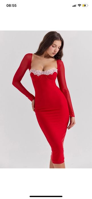 HOUSE OF CB 'rochie Seraphina' Scarlet Corset