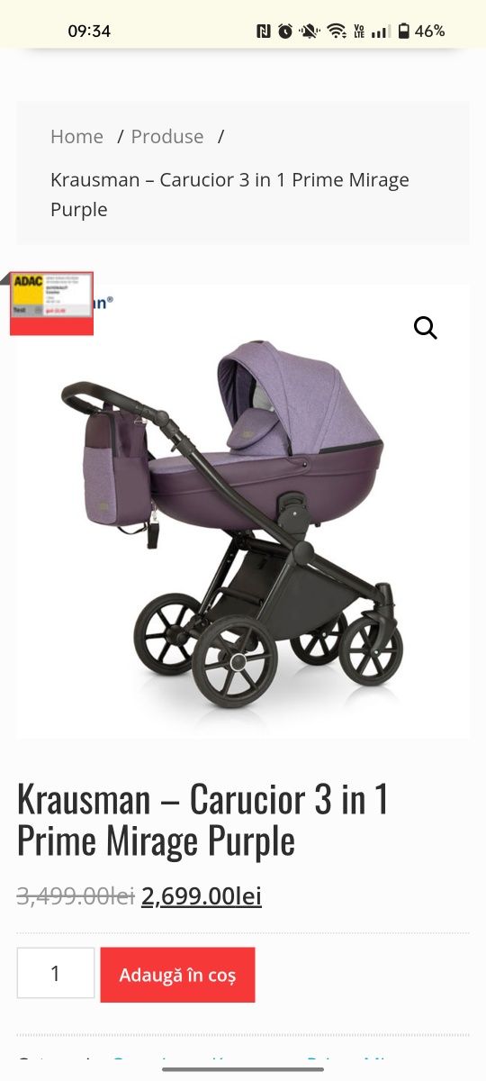 Căruț / cărucior copii Krausman 3 in 1 Mirage lux