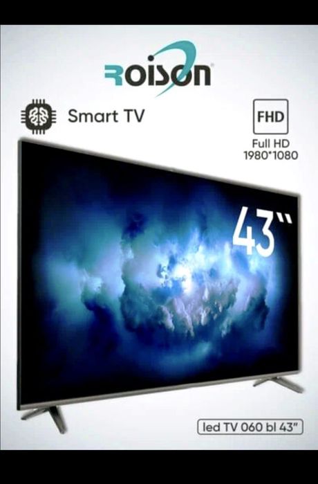 Телевизор Roison, диагональ 43 дюйма, разрешение 1920х1080, Android TV