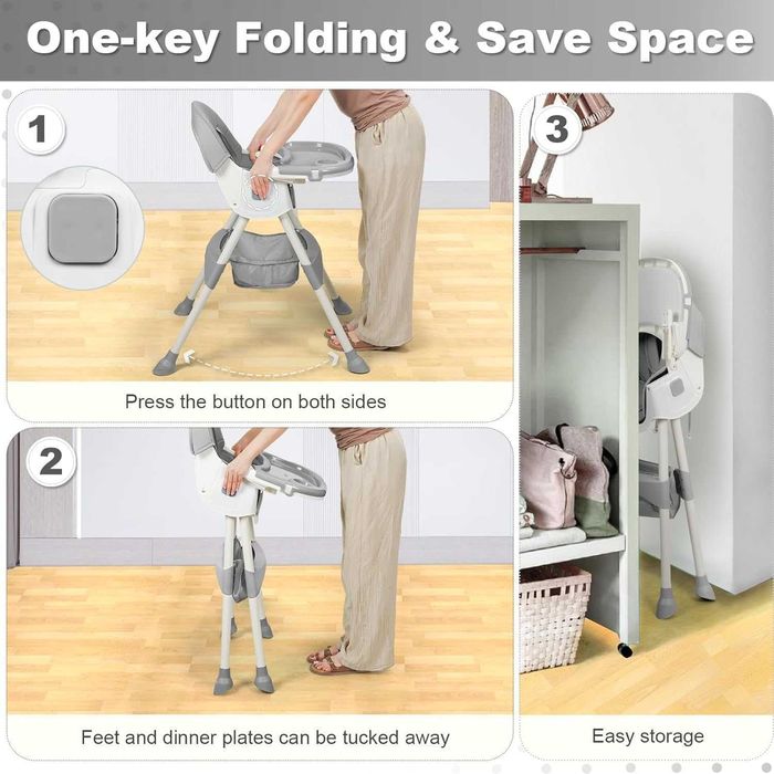 NOU! Scaun de masa pentru bebelusi cu roti si pliabil - diverse culori