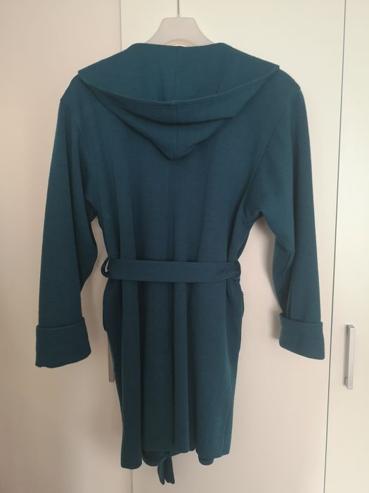 Paltonas cu glugă de primăvară, turcoaz, mărimea M