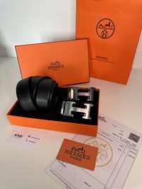 Set curea Hermes, piele naturala 100%, doua catarame cutie punga