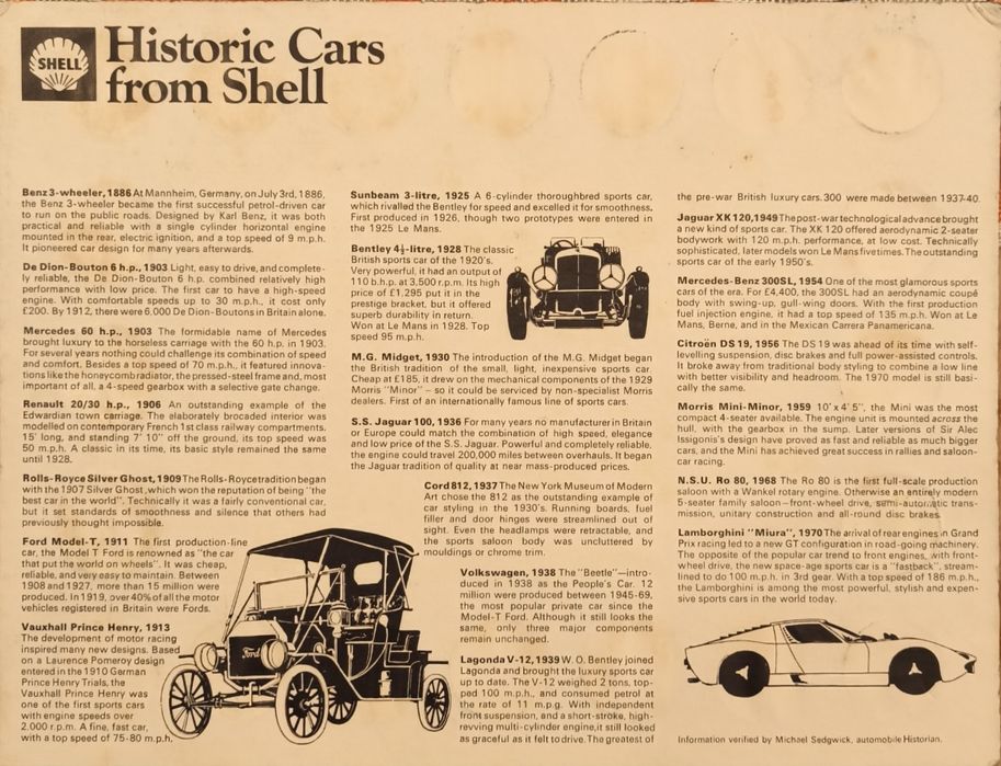 Historic cars by shell 20 монети