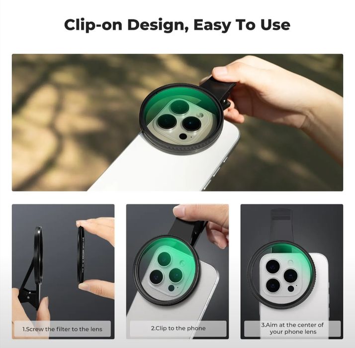 Фильтер для камеры/смарфтона K&F ND2-32 + CPL