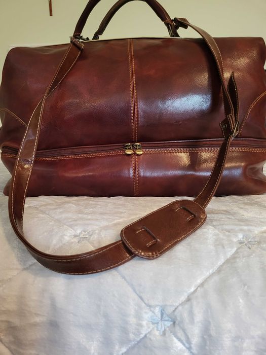 Geanta de voiaj artizanala  din piele naturala culoare cognac