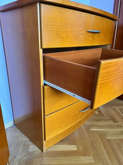 Ъглов гардероб + скрин (естествен фурнир)