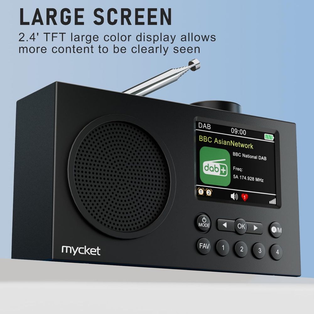 MYCKET акумулаторно DAB/DAB+/FM радио/Bluetooth/2,4” LCD цветен екран