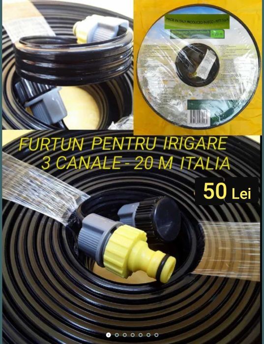 Furtun cu PICĂTURĂ pentru Udat 20 m cu 3 canale (ITALIA) -NOU - 50 Lei