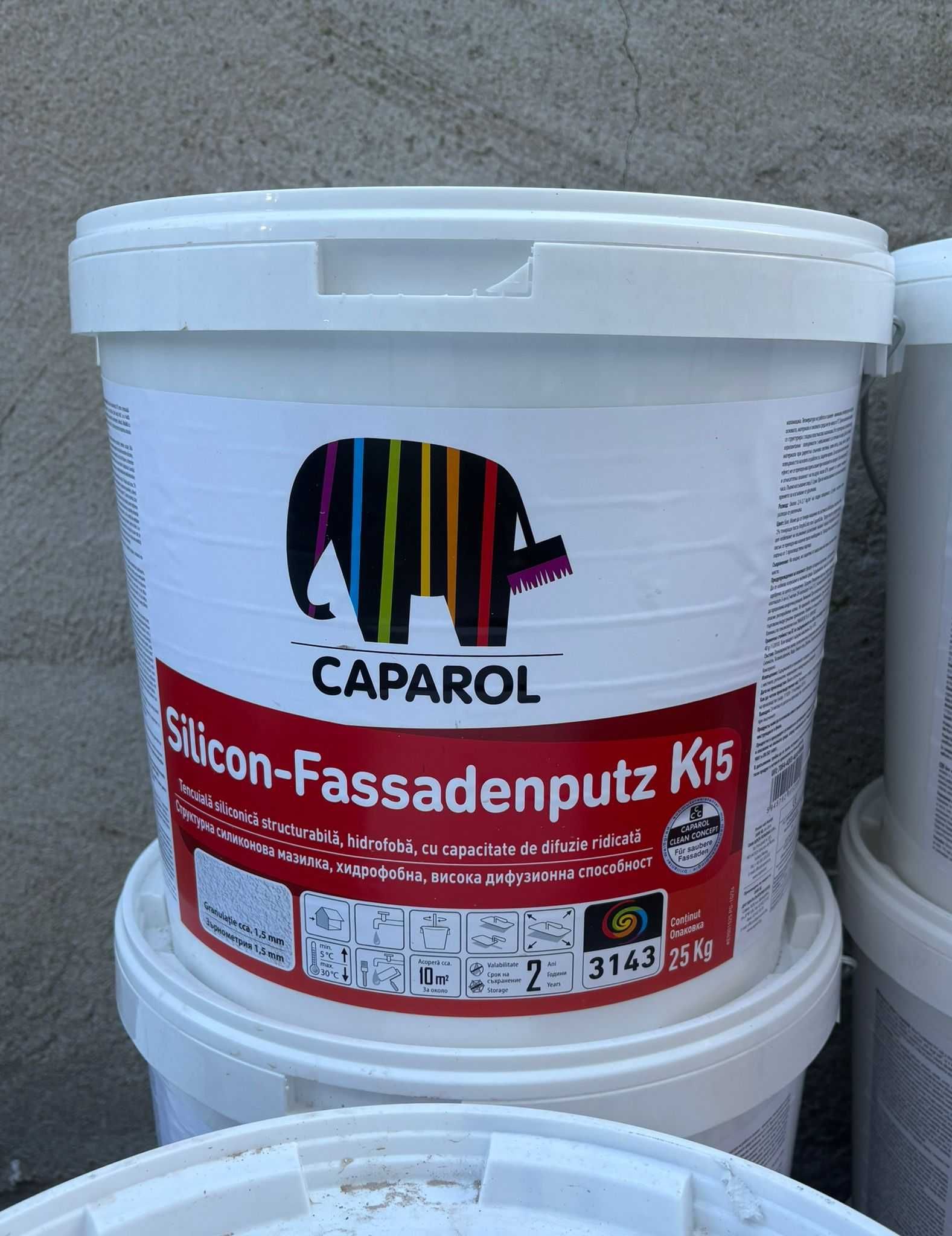 Tencuială decorativă siliconică Caparol K15 – alb murdar (Meteor 18)