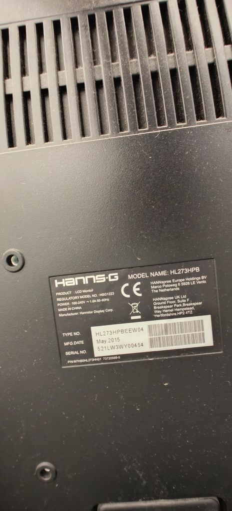 Monitor LED HANNS-G 27", Wide, Full HD, DVI, HDMI, Boxe, Negru, HL272H