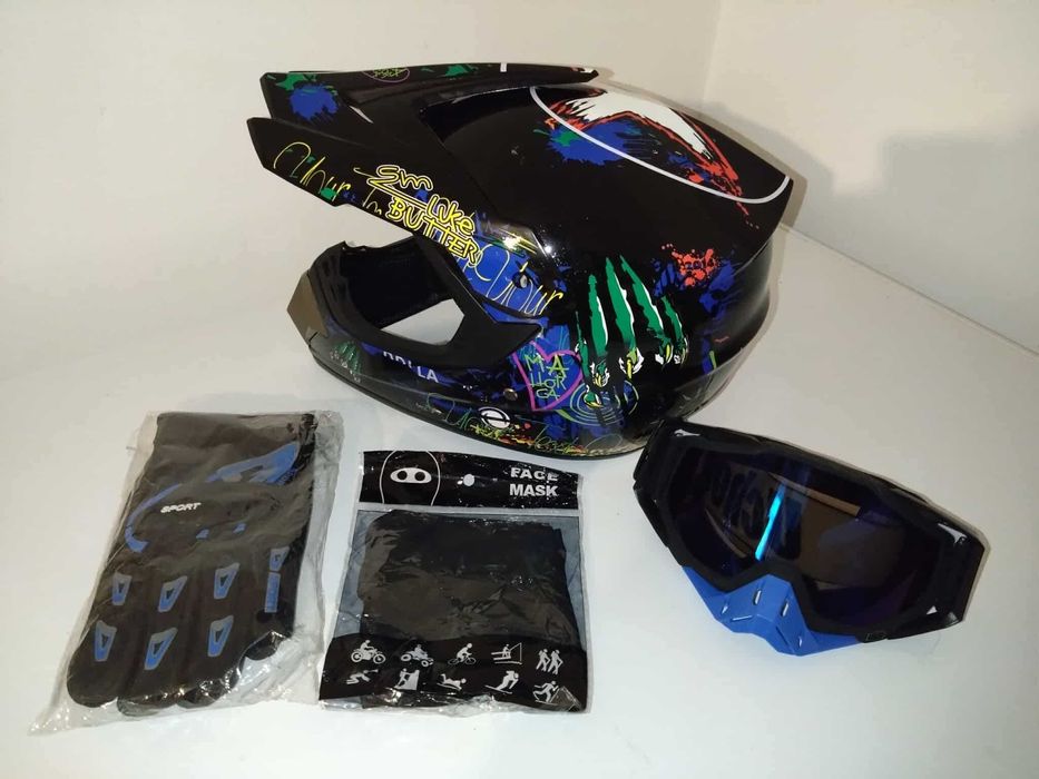 Casca Cross pentru Trotineta Electrica  ++Ochelari+Manusi+Cagula