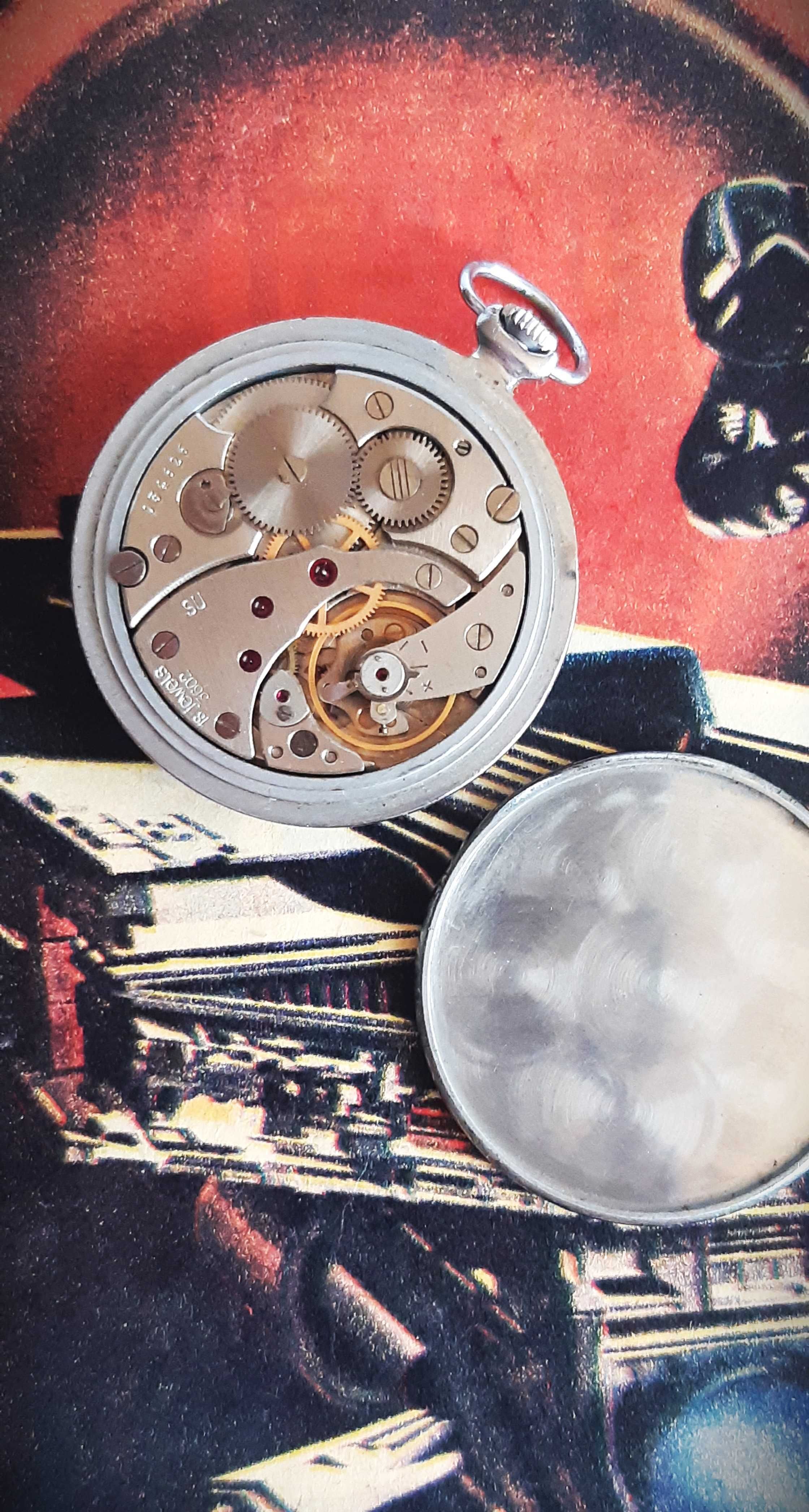 Ceas rusesc de buzunar Molnija, 18j, cal.3602, anii 1970, design slim