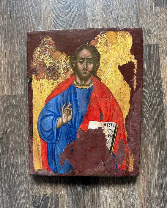 Icoană pe lemn „Iisus Pantocrator”, șc. grecească, jum. sec. XVIII