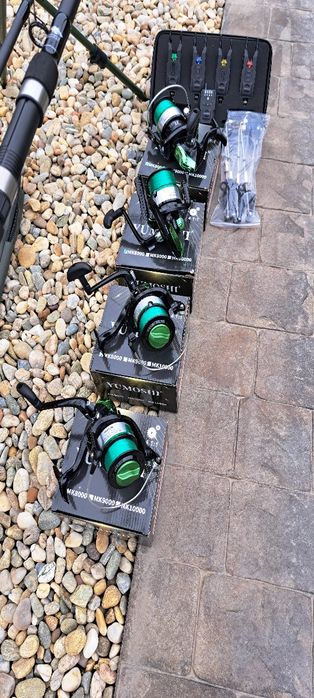 Set Pescuit,4 Lansete+4 Mulinete 8000+Senzori cu Statie+Rod Pod