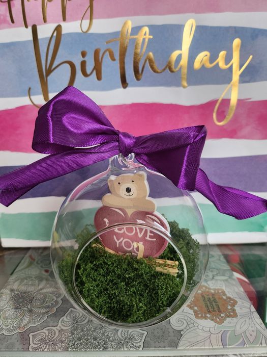 Glob de sticla drcorat cu muschi