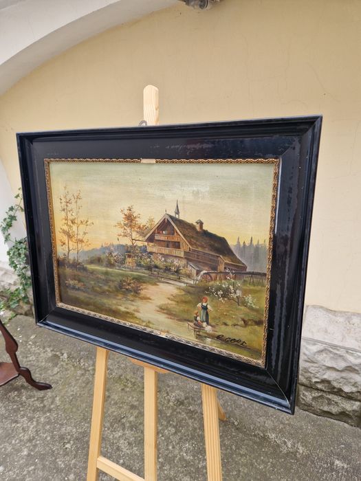 Превъзходна антикварна майсторска картина масло върху платно