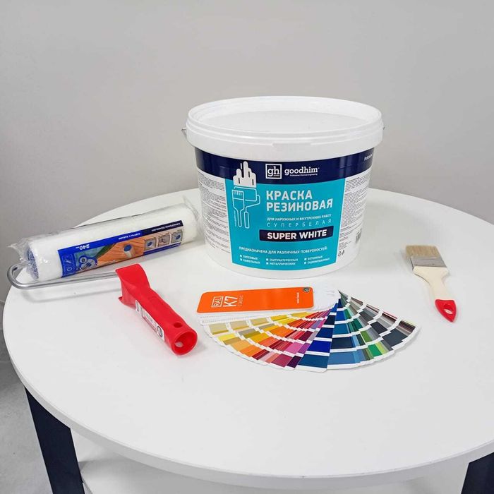 Краска резиновая стойкая к влаге и мытью GOODHIM, 12кг. Доставка по КЗ