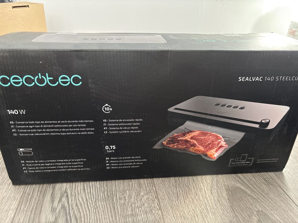 Aparat de vidat si sigilat alimente Cecotec 140W SteelCut -Sigilat