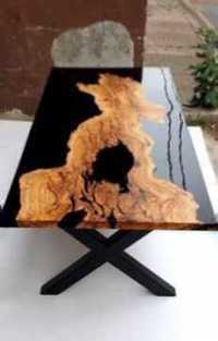 Masa de bucătărie din lemn cu rășină epoxidică