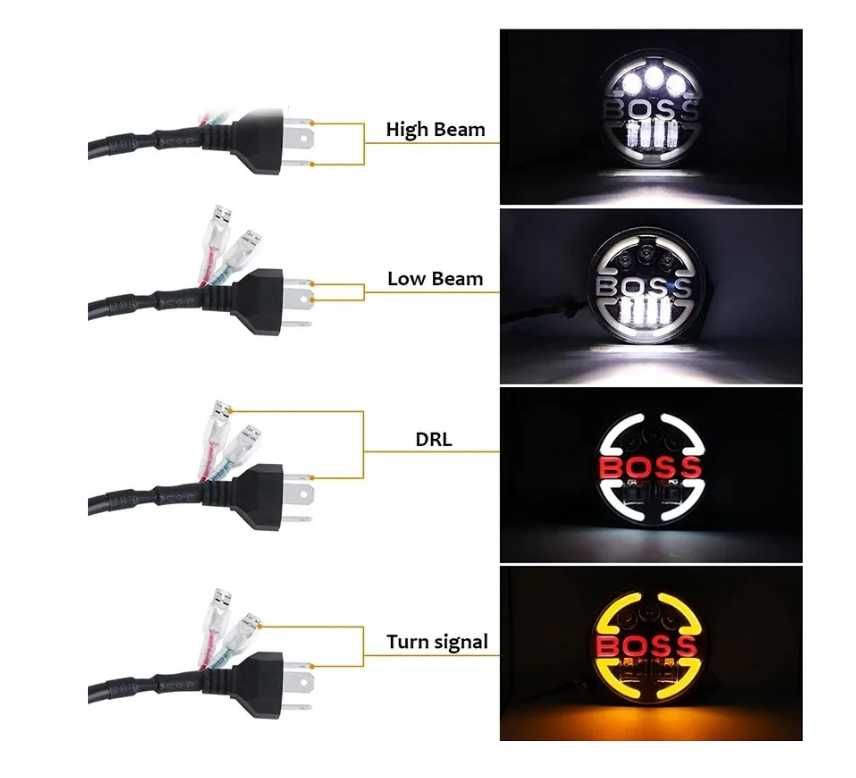 LED фар лампа халоген 12V-24V, 7 инча, 18см