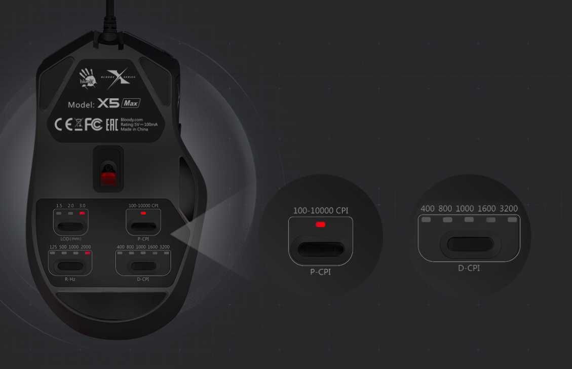 Игровая мышь Bloody X5 Max, 10K DPI, 2000Hz, RGB, gaming mouse mishka