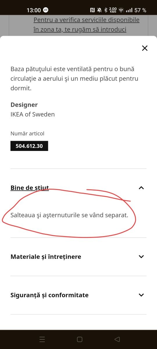 Vând pătut  bebe Ikea Smagora alb 60x120