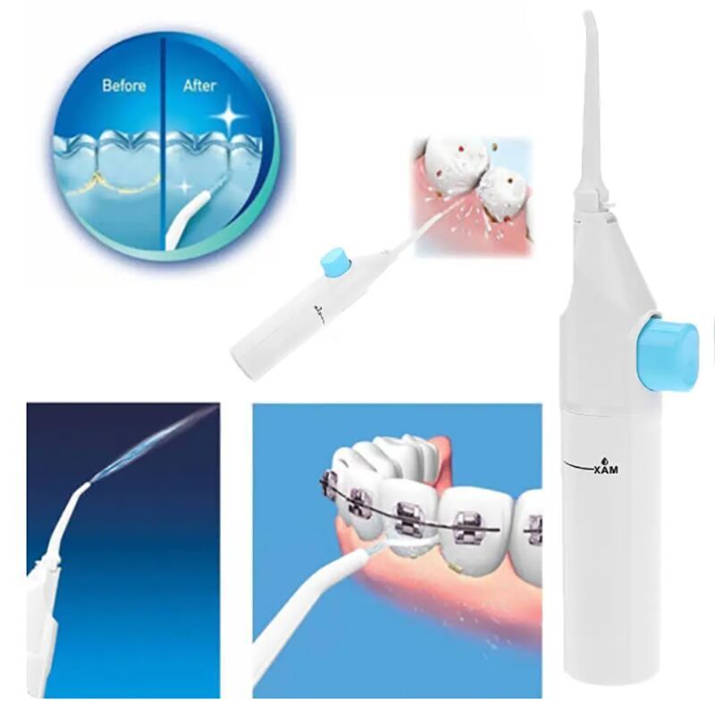 НЕМСКИ Ръчен зъбен душ, иригатор за почиств – DentalShower + ЛЕД ФЕНЕР