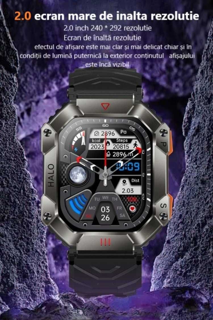 Smartwatch 2 inch 650mAh bluetooth 5.3 autonomie 7-9 zile