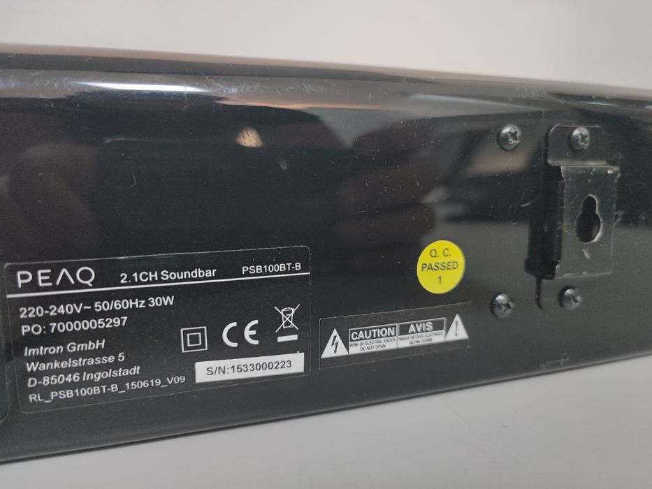 Soundbar Peaq 2.1 PSB100BT-B bluetooth RCA NFC Optical