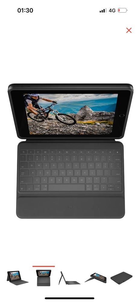 Клавиатура айпад  Logitech Rugged Folio черный