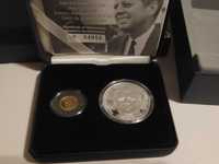 Set monede aur + argint 999 Kennedy 10, 20 euro 2013 Irlanda 1g + 28 g