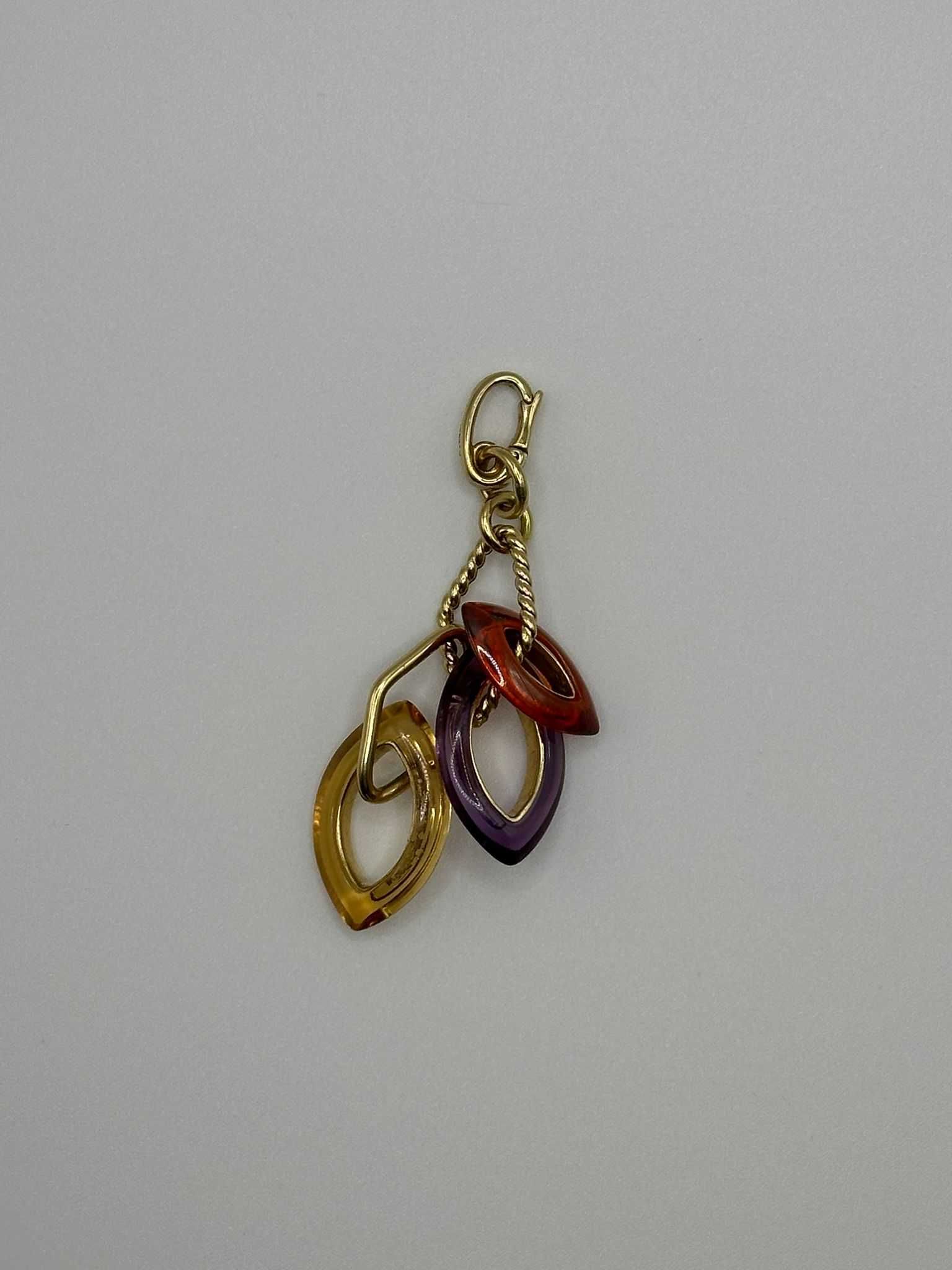PANDANTIV AUR 18K - De firma : ROSATO - Citrin - Ametist -Spinel -6.3g