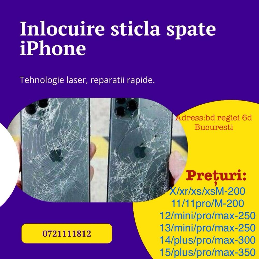 Inlocuire sticla spate modele iphone