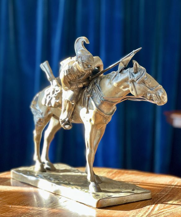 Statuetă veche din Bronz – Cavaler pe cal
