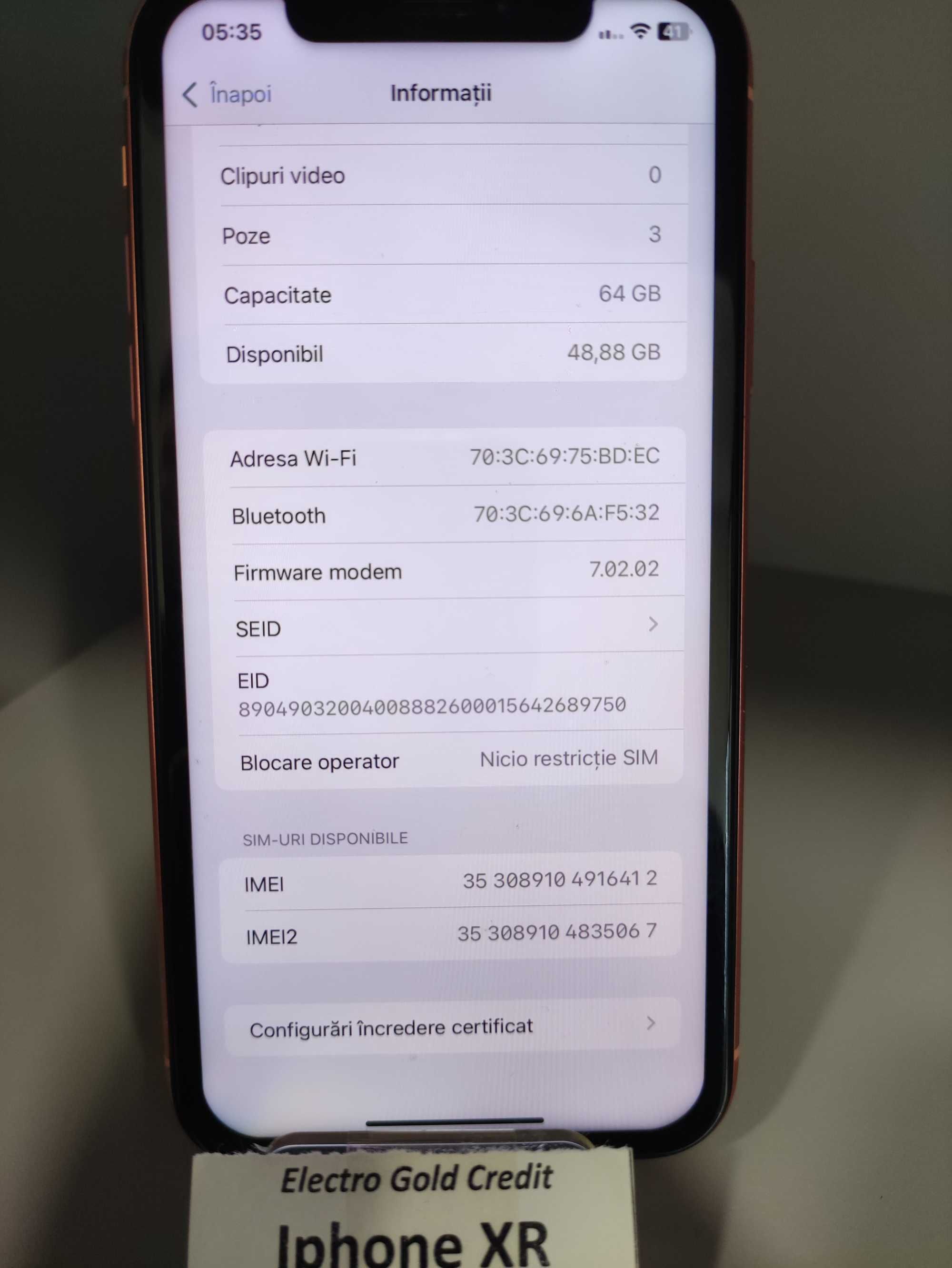 Iphone XR 64GB Coral/Neverlocked/82% ID7896
