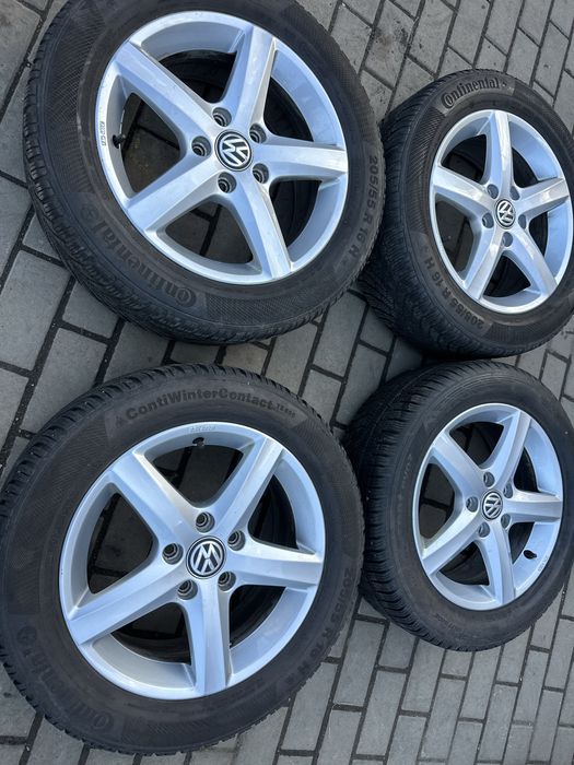 Set jante aliaj pe 16 originale vw cu cauciucuri iarna