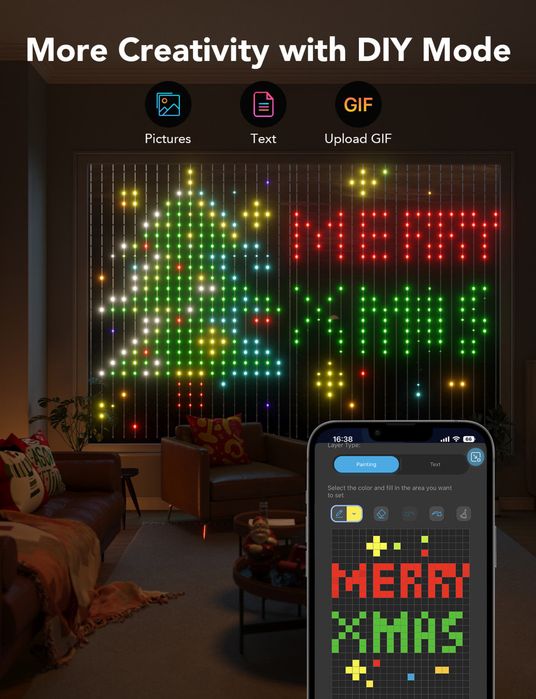 светлинно шоу с Govee RGBIC 2броя завеси Govee Curtain Lights