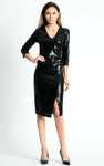 Rochie neagra Xara de ocazie cu paiete  cu maneca  trei sferturi