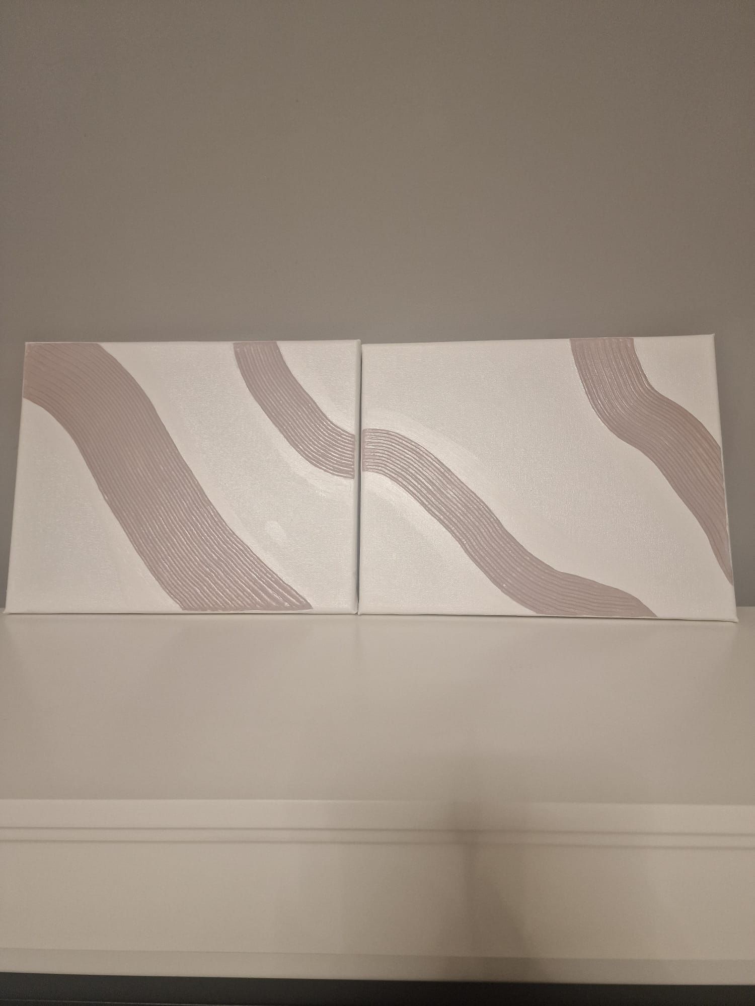 Set 2 tablouri 3D realizate manual alb/nude 24x30 cm